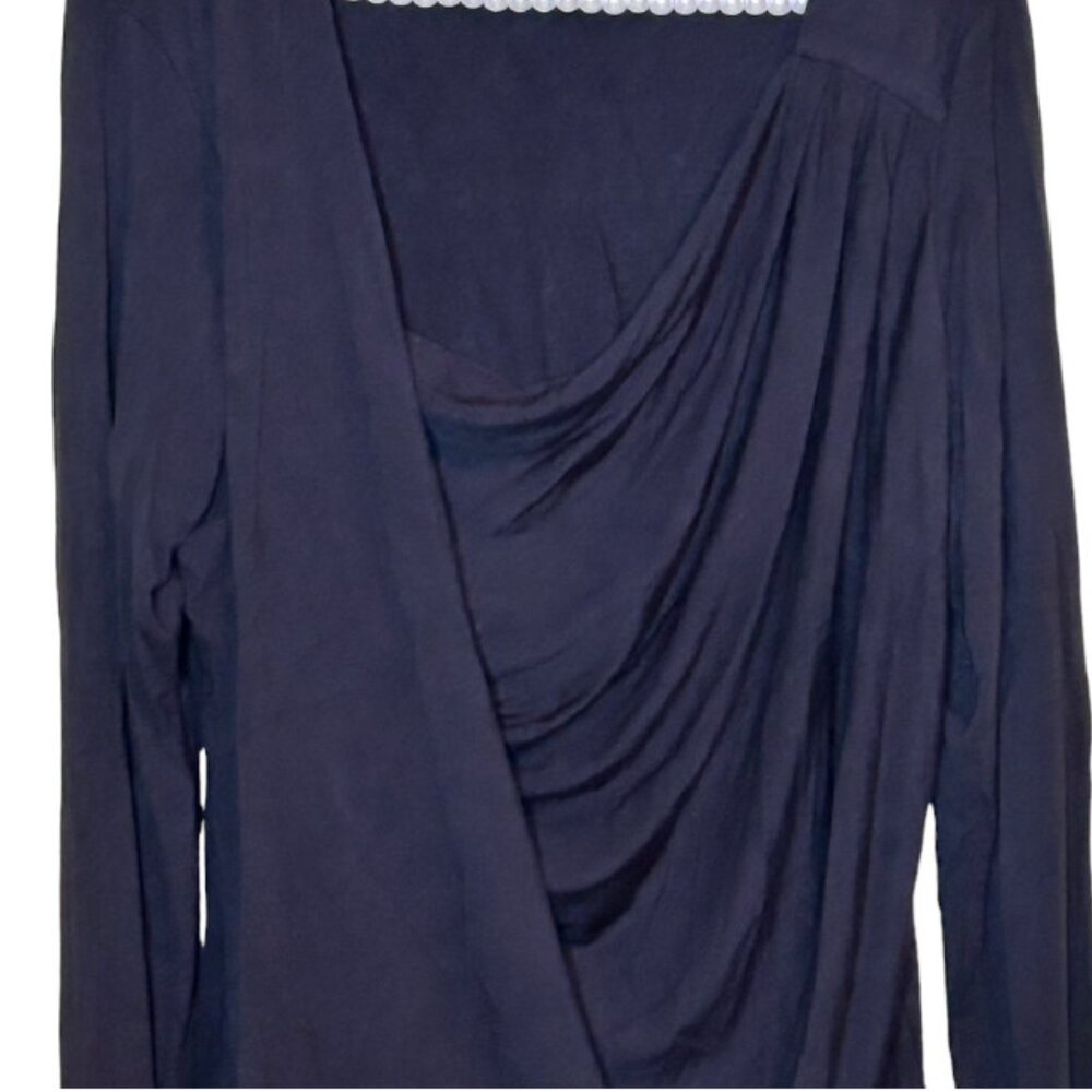 Chloe Madison Dramatic Drape Neck Long Sleeve Top  L